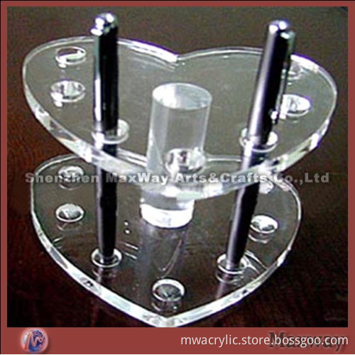 Acrylic heart-shaped transparent pen holder/stand